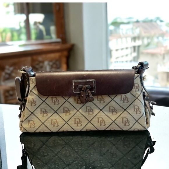 Dooney and Bourke Vintage Canvas and Leather Logo Bag - Picture 1 of 13